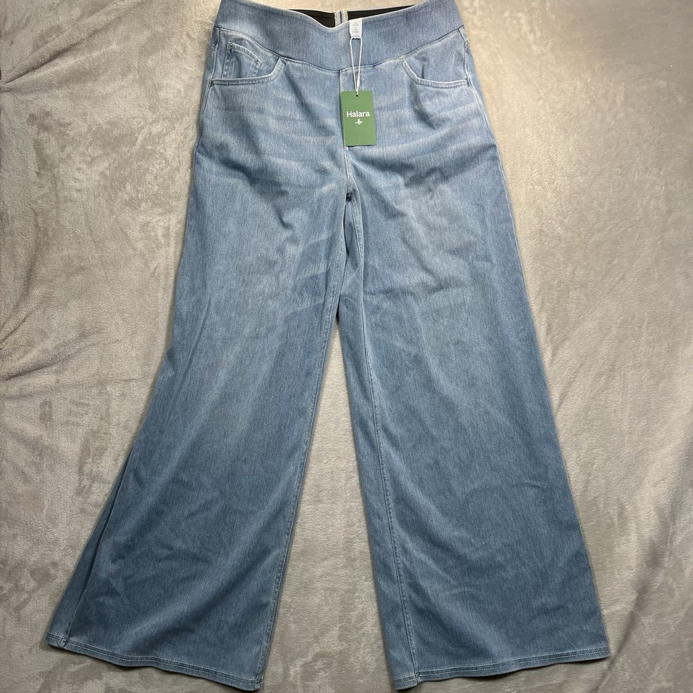 Halara Flex High Waisted Baggy Wide Leg Stretchy Flare Jeans Large NEW